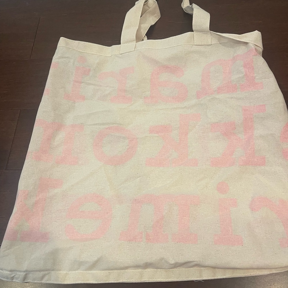 nwot Marimekko Pink and Cream cotton Tote Bag - Picture 7 of 9